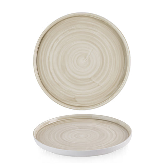 Churchill Stonecast Canvas Vitrified Porcelain Natural Round Walled Plate 26cm Pack of 6