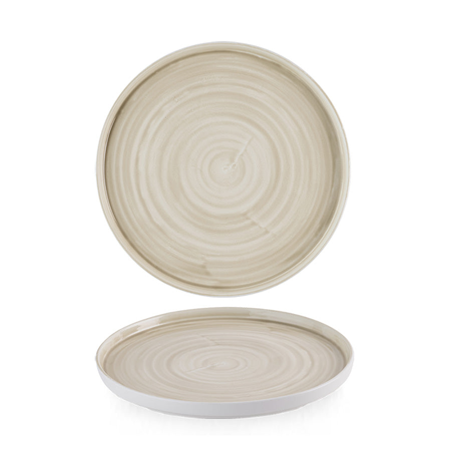 Churchill Stonecast Canvas Vitrified Porcelain Natural Round Walled Plate 21cm Pack of 6