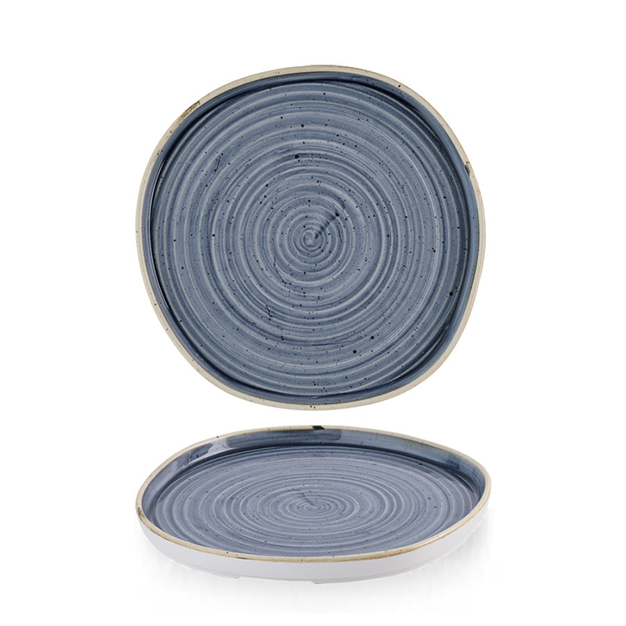 Churchill Stonecast Vitrified Porcelain Blueberry Organic Round Walled Plate 21cm Pack of 6