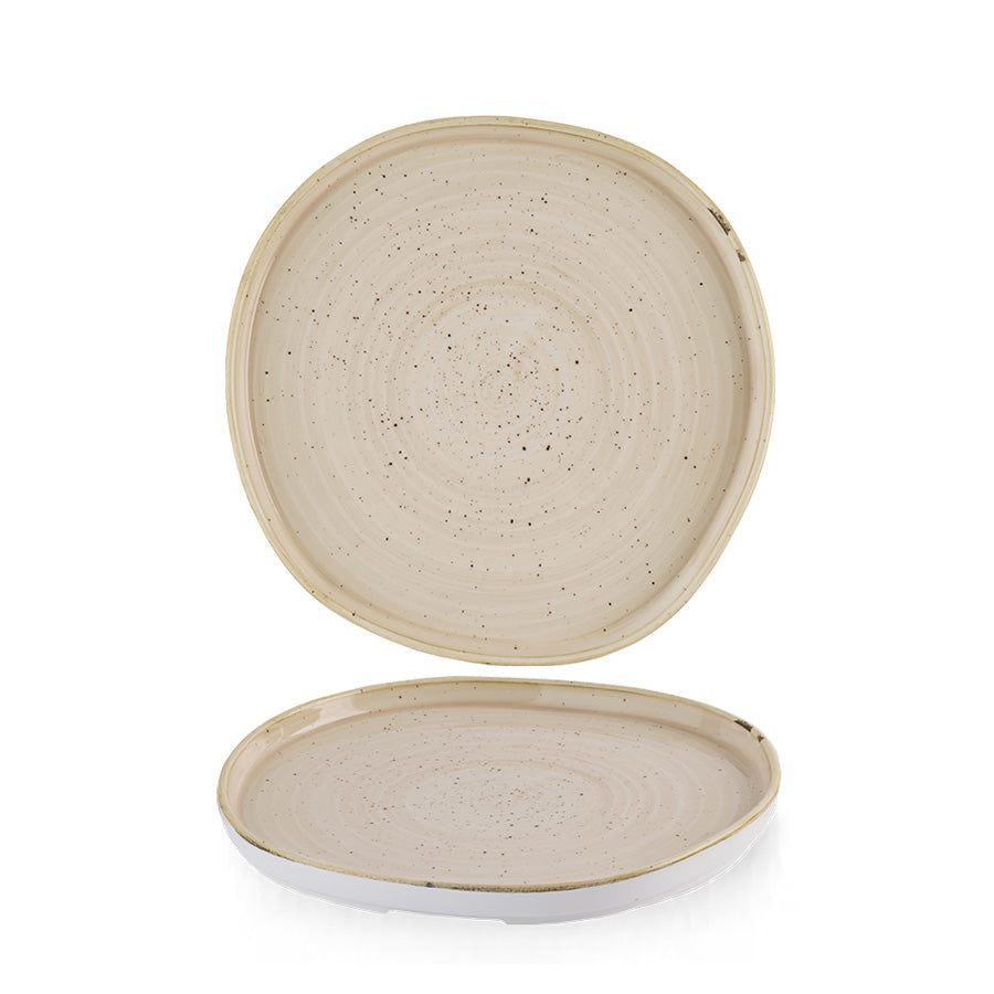 Churchill Stonecast Vitrified Porcelain Nutmeg Cream Organic Round Walled Plate 21cm Pack of 6