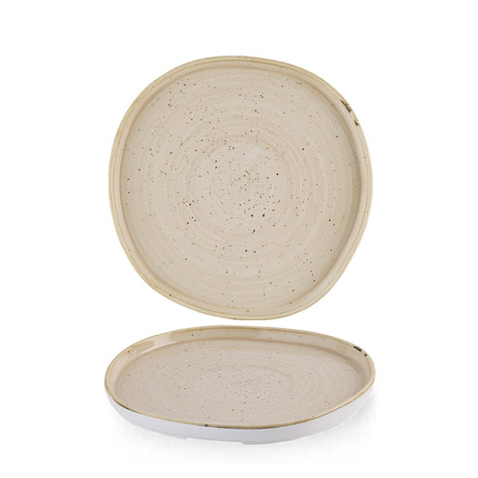 Churchill Stonecast Vitrified Porcelain Nutmeg Cream Organic Round Walled Plate 21cm Pack of 6