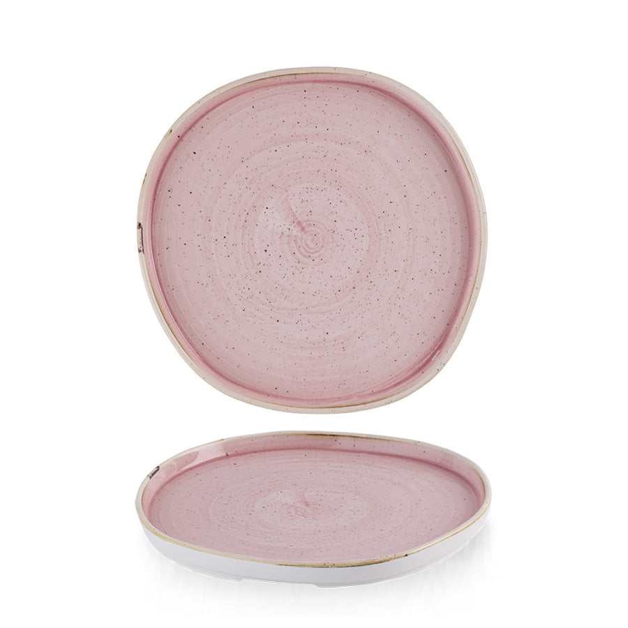 Churchill Stonecast Vitrified Porcelain Petal Pink Organic Round Walled Plate 21cm Pack of 6