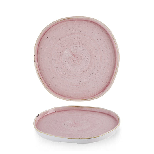 Churchill Stonecast Vitrified Porcelain Petal Pink Organic Round Walled Plate 21cm Pack of 6