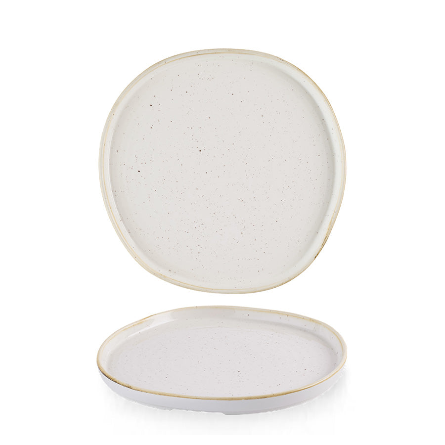 Churchill Stonecast Vitrified Porcelain Barley White Organic Round Walled Plate 21cm Pack of 6