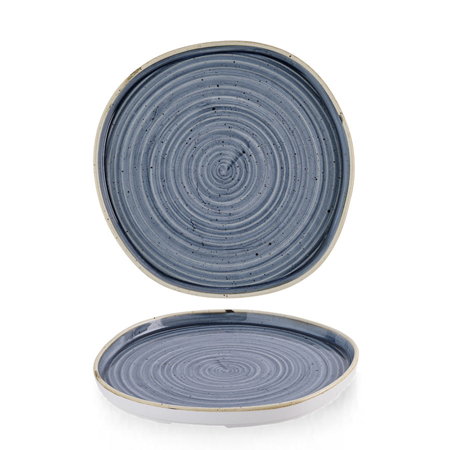 Churchill Stonecast Vitrified Porcelain Blueberry Organic Round Walled Plate 25.5cm Pack of 6