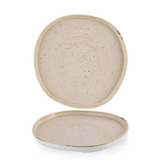 Churchill Stonecast Vitrified Porcelain Nutmeg Cream Organic Round Walled Plate 25.5cm Pack of 6