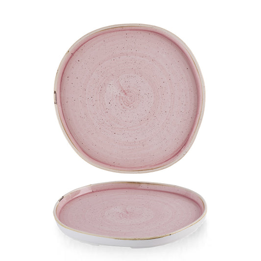 Churchill Stonecast Vitrified Porcelain Petal Pink Organic Round Walled Plate 25.5cm Pack of 6