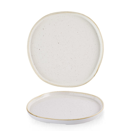 Churchill Stonecast Vitrified Porcelain Barley White Organic Round Walled Plate 25.5cm Pack of 6