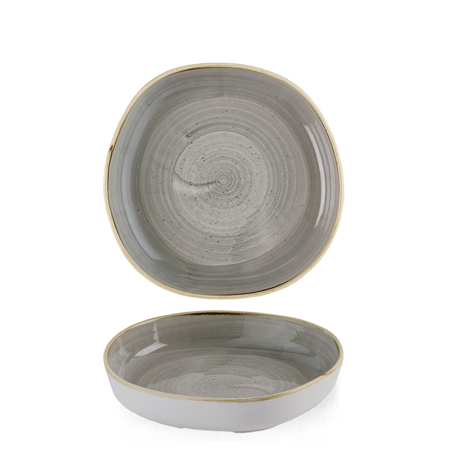 Churchill Stonecast Vitrified Porcelain Peppercorn Grey Organic Round Walled Bowl 23x4.5cm Pack of 6