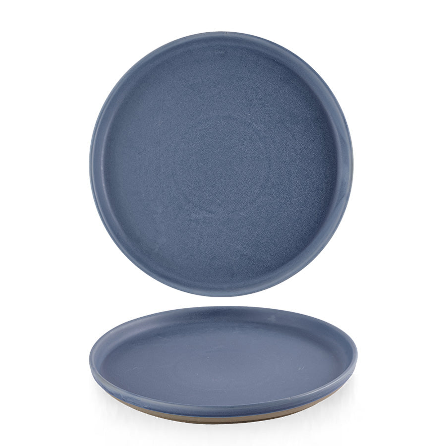 Churchill Emerge Vitrified Porcelain Oslo Blue Round Walled Plate 26cm Pack of 6