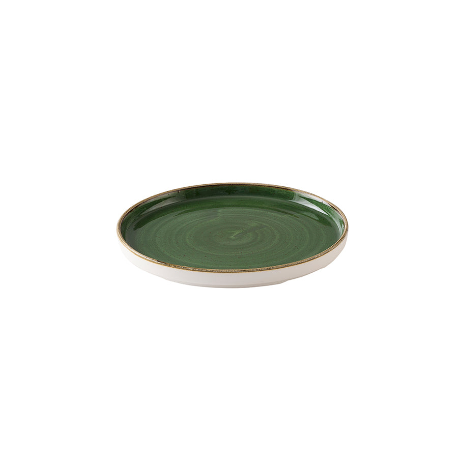 Churchill Stonecast Vitrified Porcelain Sorrel Green Round Walled Plate 26cm Pack of 6