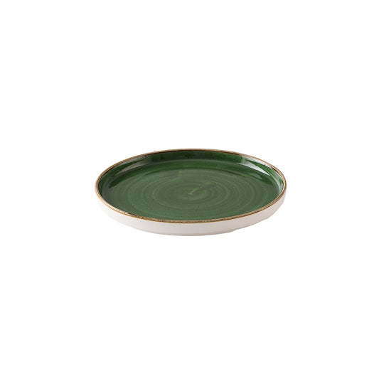 Churchill Stonecast Vitrified Porcelain Sorrel Green Round Walled Plate 21cm Pack of 6