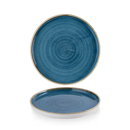 Churchill Stonecast Vitrified Porcelain Java Blue Round Walled Plate 21cm Pack of 6