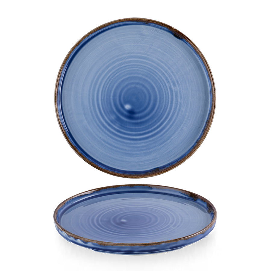 Dudson Harvest Vitrified Porcelain Indigo Round Walled Plate 26cm Pack of 6