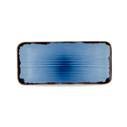 Dudson Harvest Vitrified Porcelain Indigo Organic Rectangular Platter 34.6x15.6cm Pack of 6