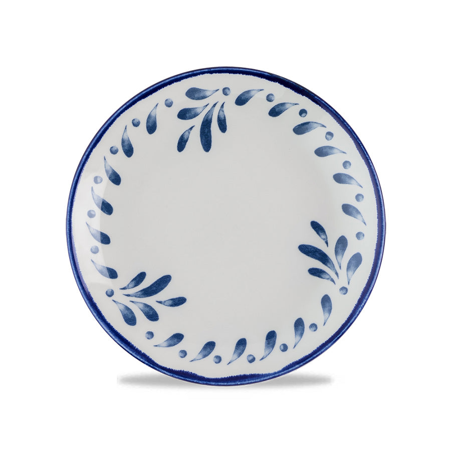 Dudson Harvest Mediterranean Vitrified Porcelain Blue Round Coupe Plate 16.5cm Pack of 12