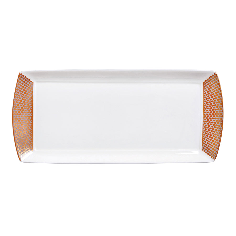 William Edwards Quanta Vitrified Bone China Round Copper Classic Rectangular Tray 34x15cm Pack of 12