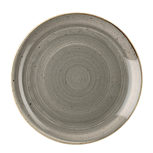 Churchill Stonecast Vitrified Porcelain Peppercorn Grey Round Coupe Plate 27cm Pack of 12