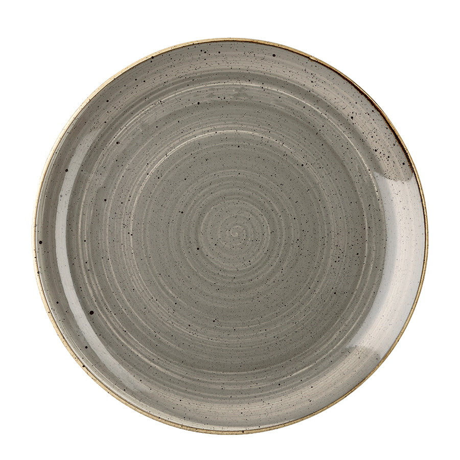 Churchill Stonecast Vitrified Porcelain Peppercorn Grey Round Coupe Plate 23cm Pack of 12