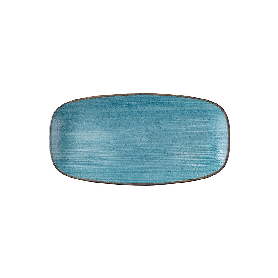 Churchill Stonecast Raw Vitrified Porcelain Teal Oblong Plate 29.8x15.3cm Pack of 12