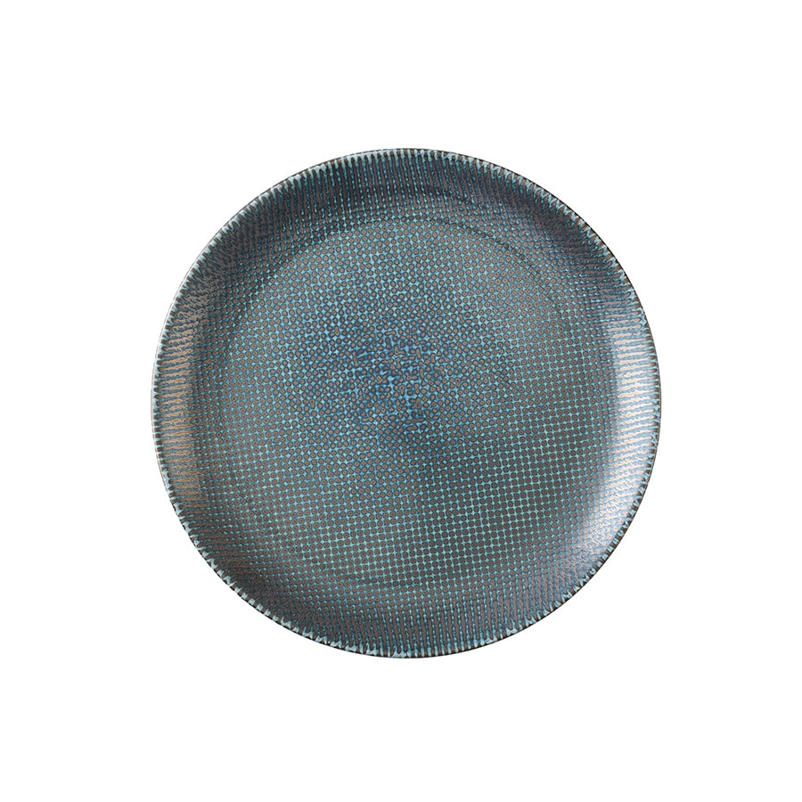 Churchill Studio Prints Astro Vitrified Porcelain Metallic Blue Round Coupe Plate 28.8cm Pack of 12