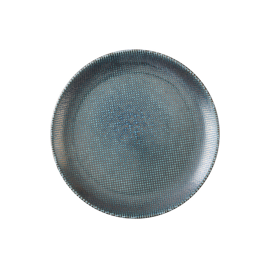 Churchill Studio Prints Astro Vitrified Porcelain Metallic Blue Round Coupe Plate 26cm Pack of 12