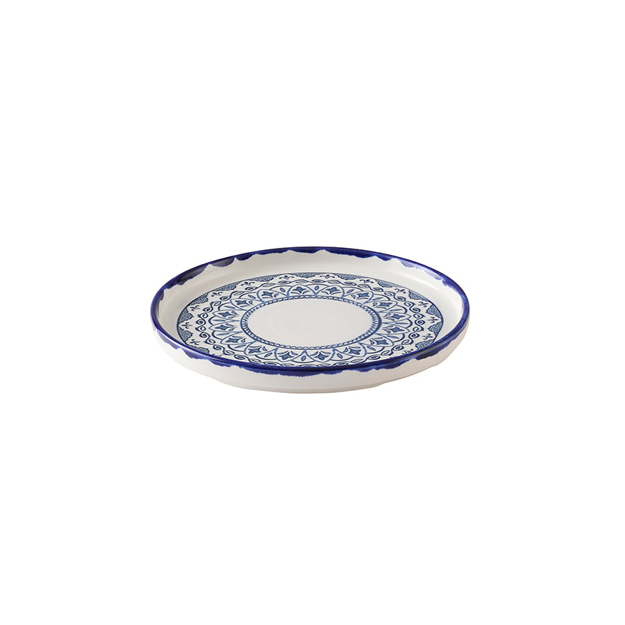 Dudson Harvest Mediterranean Moresque Vitrified Stoneware Blue Round Walled Plate 26cm Pack of 6