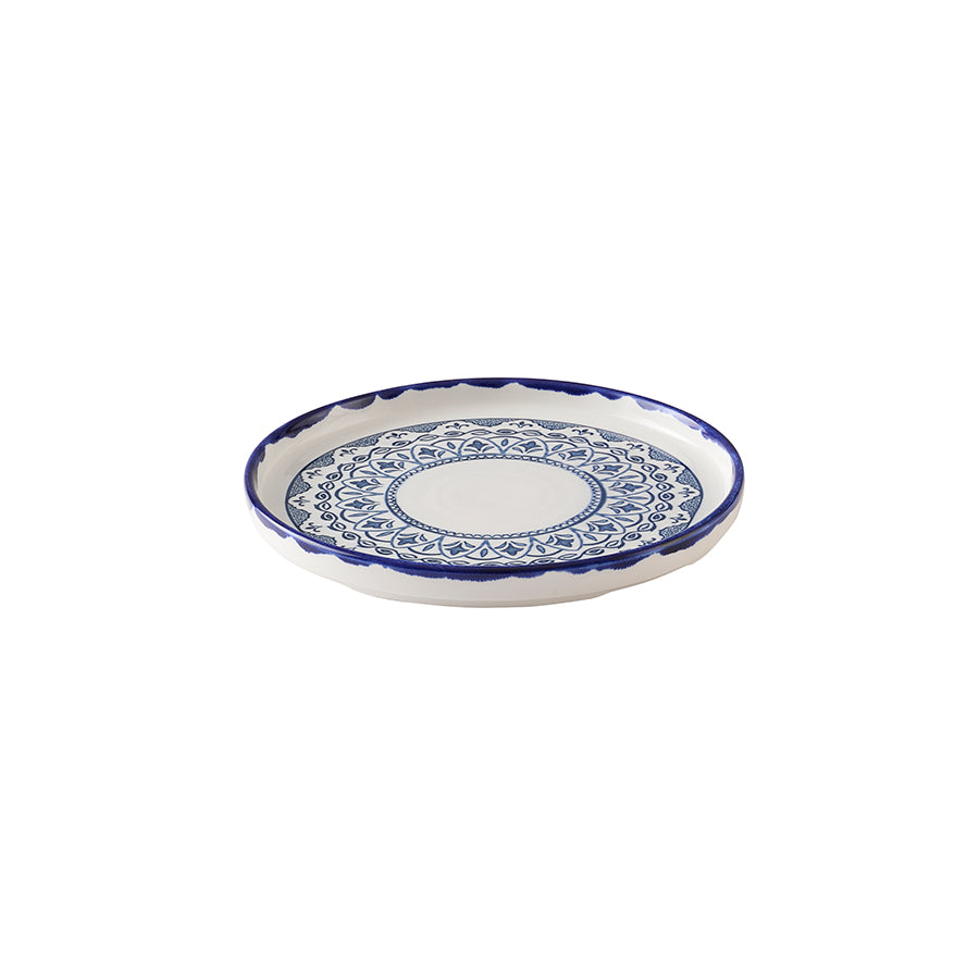 Dudson Harvest Mediterranean Moresque Vitrified Stoneware Blue Round Walled Plate 21cm Pack of 6