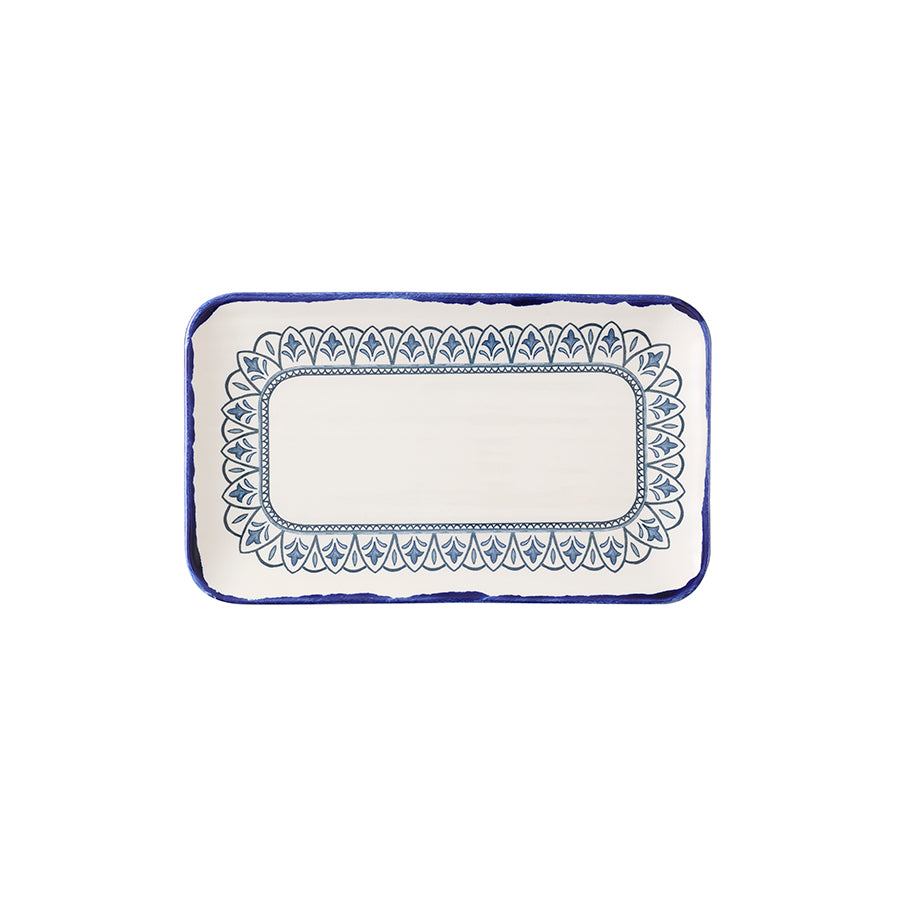 Dudson Harvest Mediterranean Moresque Vitrified Stoneware Blue Rectangular Platter 27x16cm Pack of 12