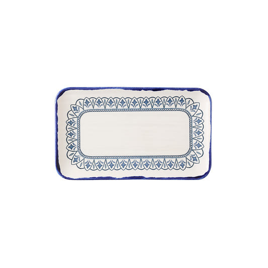 Dudson Harvest Mediterranean Moresque Vitrified Stoneware Blue Rectangular Platter 27x16cm Pack of 12