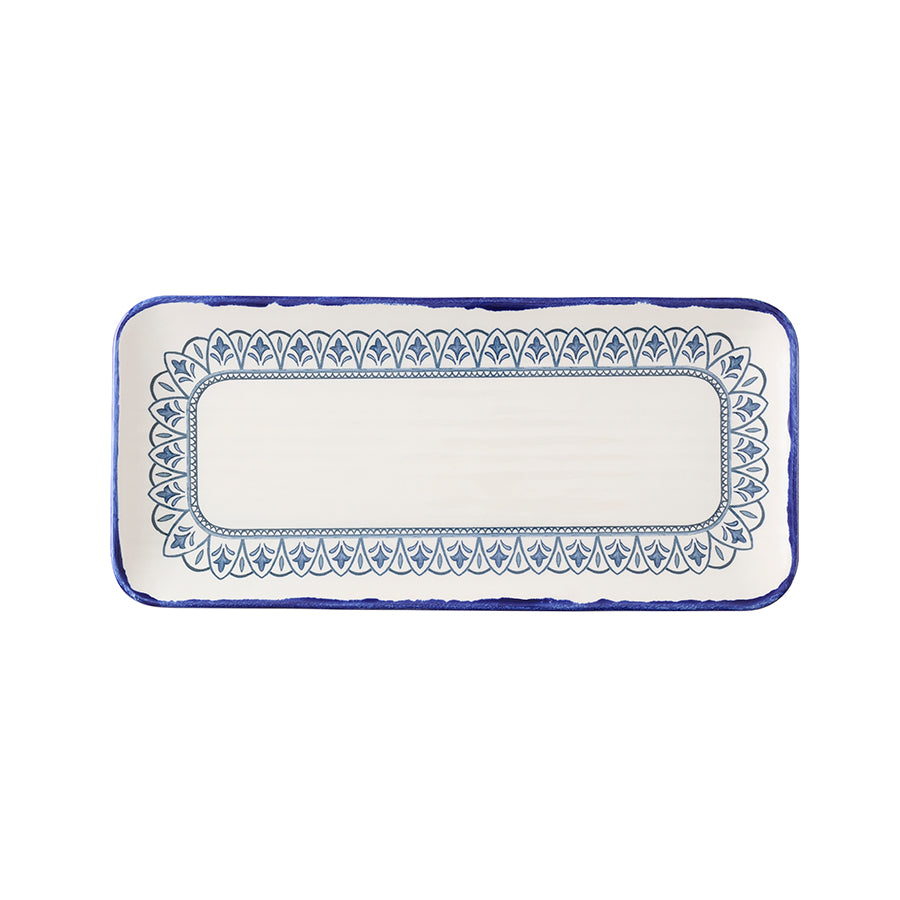 Dudson Harvest Mediterranean Moresque Vitrified Stoneware Blue Rectangular Platter 35x16cm Pack of 6