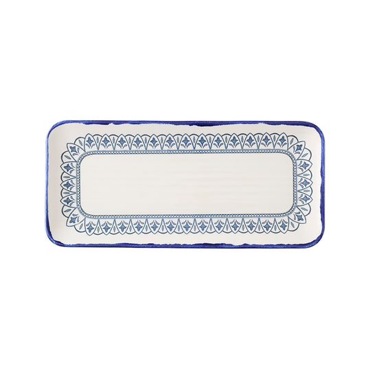 Dudson Harvest Mediterranean Moresque Vitrified Stoneware Blue Rectangular Platter 35x16cm Pack of 6