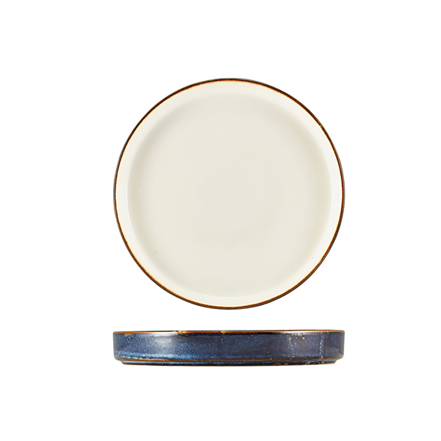 GenWare Terra Porcelain Aqua Blue Two Tone Round Presentation Plate 18cm Pack of 6