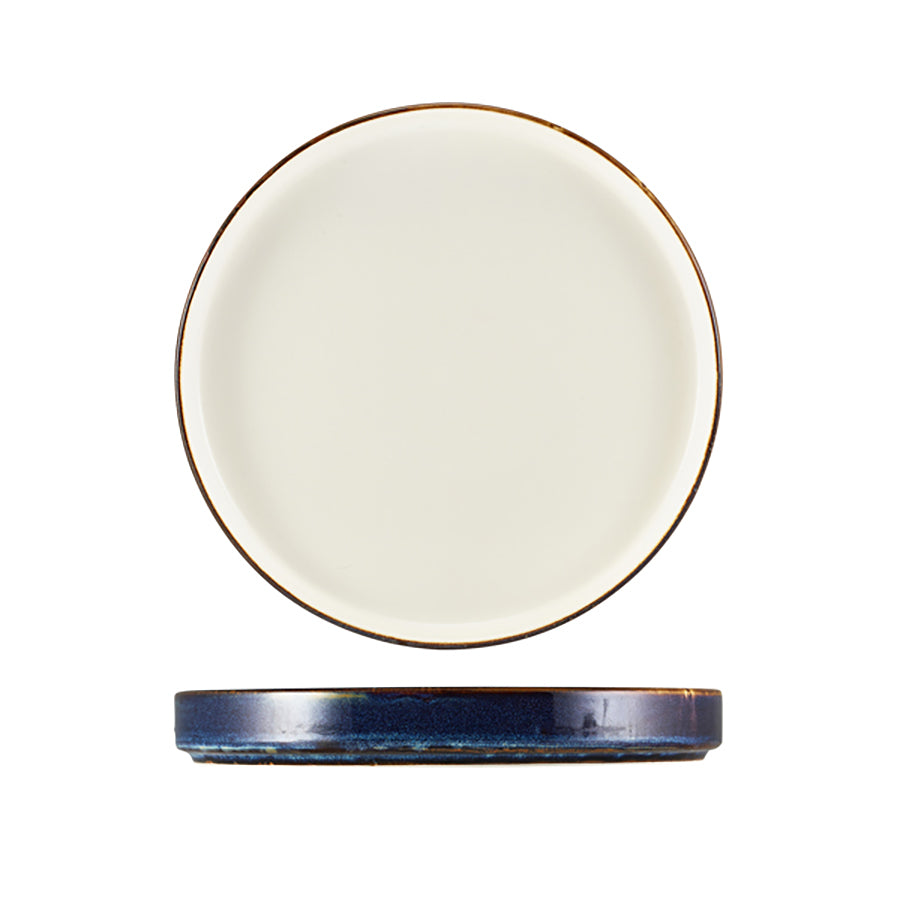 GenWare Terra Porcelain Aqua Blue Two Tone Round Presentation Plate 26cm Pack of 6