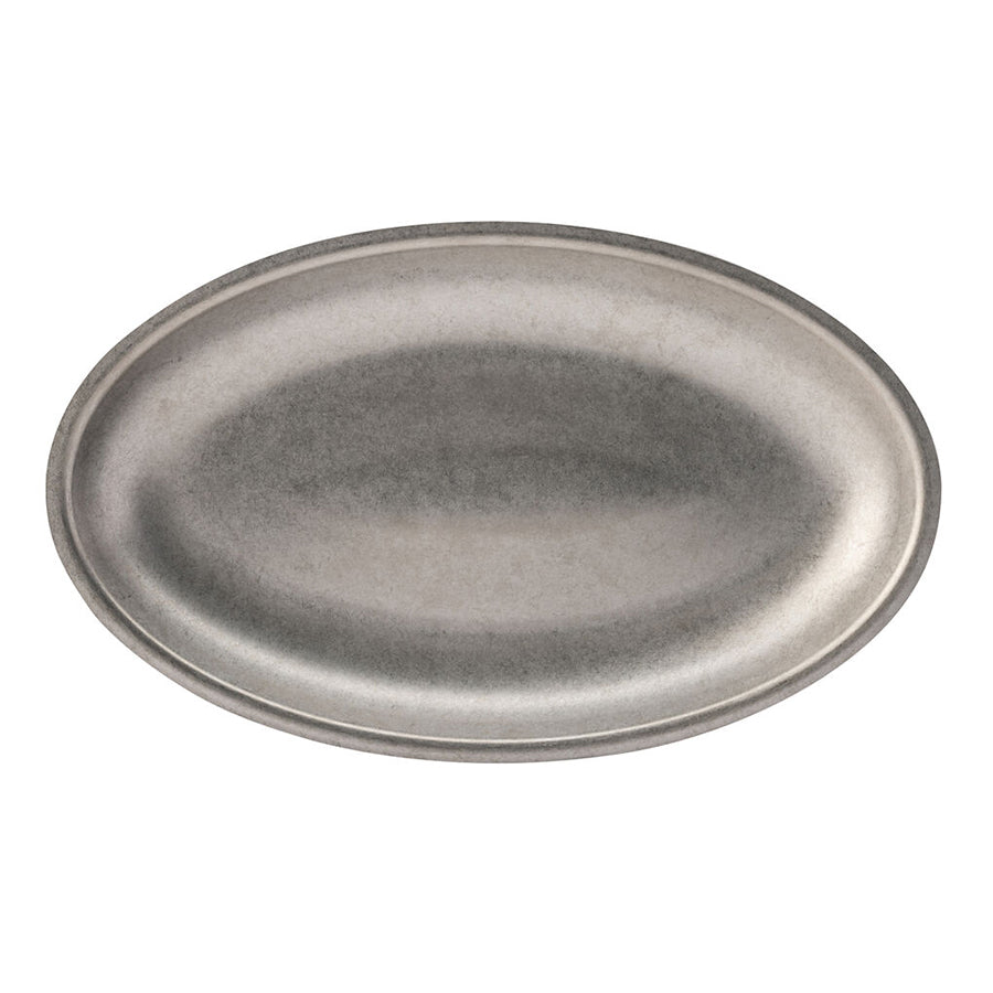 Utopia Artemis Rumbled Stainless Steel Silver Oval Platter 30x18cm Pack of 6