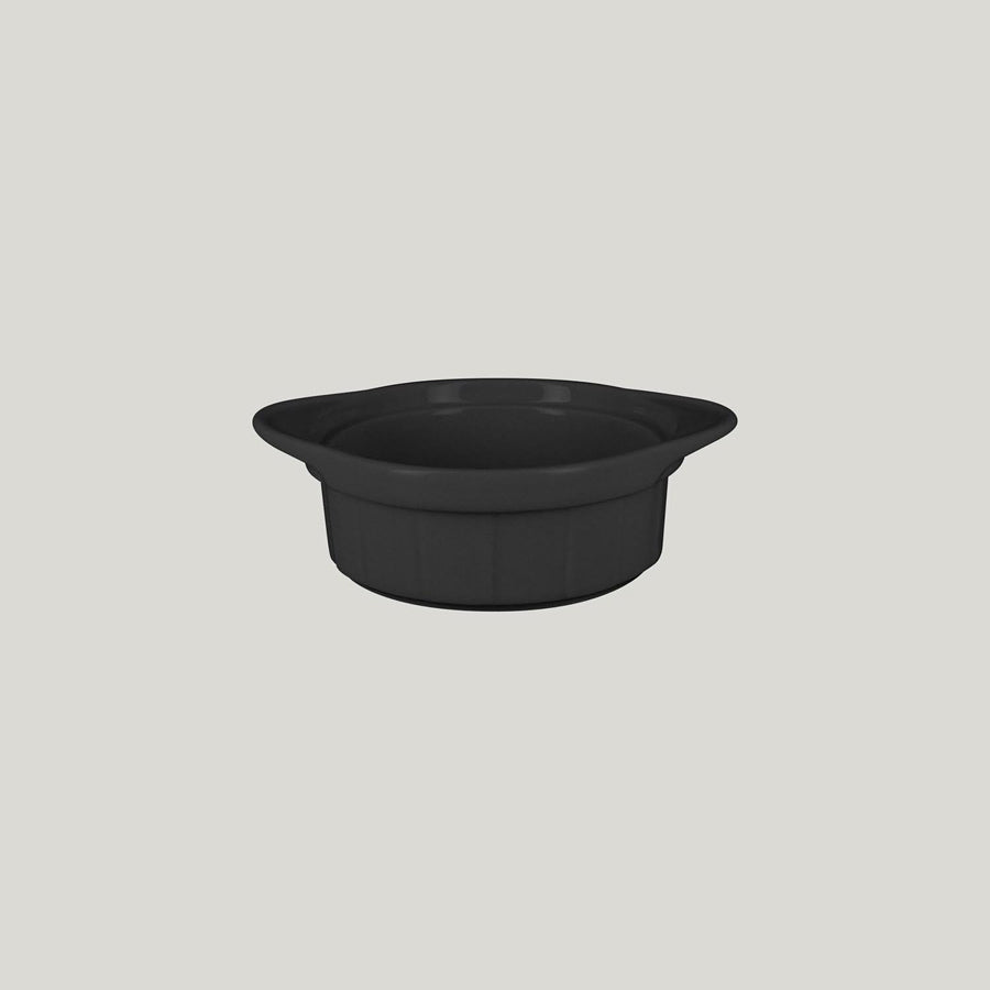 Rak Chef's Fusion Vitrified Porcelain Black Round Ramekin With Grooves 11x4.5cm 30cl Pack of 12