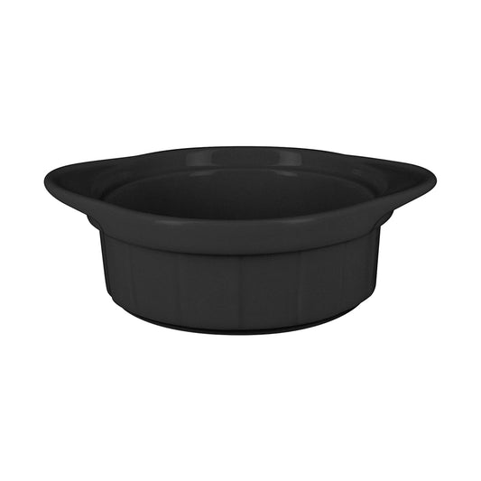 Rak Chef's Fusion Vitrified Porcelain Black Round Ramekin With Grooves 9x6.5cm 20.5cl Pack of 12