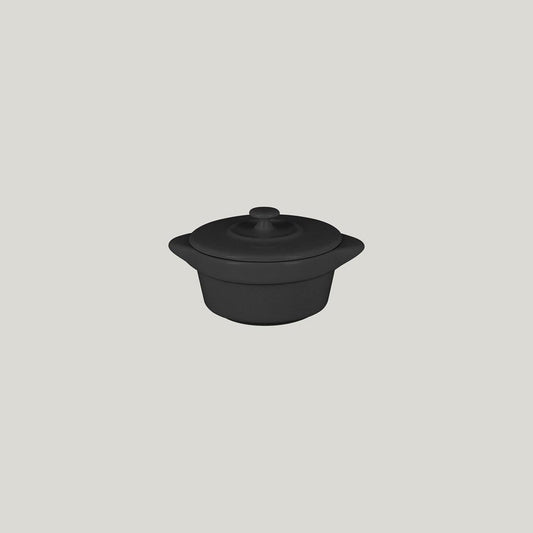 Rak Chef's Fusion Vitrified Porcelain Black Mini Cocotte & Lid 8.5x6cm 11.2cl Pack of 12