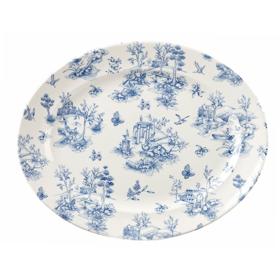 Churchill Vintage Prints Vitrified Porcelain Prague Oval Toile Rimmed Dish 36.5x29.3cm Pack of 6