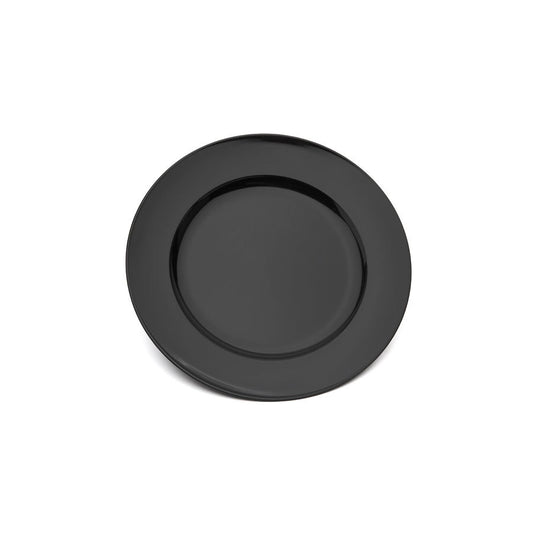 Harfield Polycarbonate Black Large Round Wide Rim Dinner Plate 24cm Pack of 10