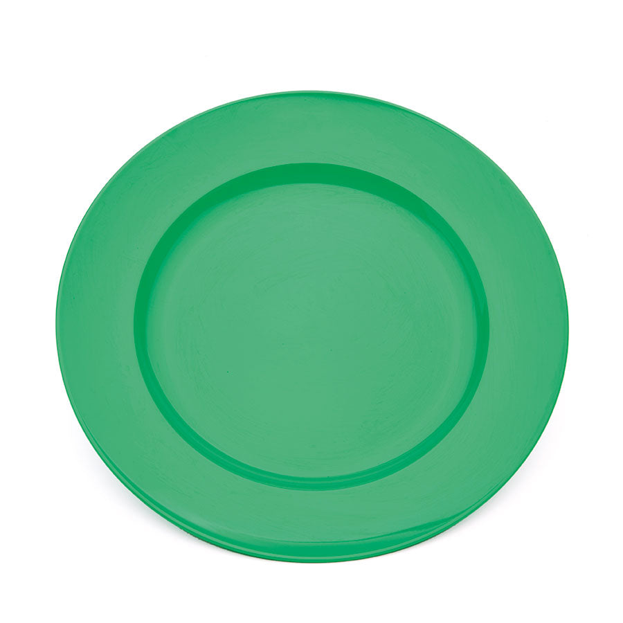 Harfield Polycarbonate Emerald Green Round Large Wide Rim Dinner Plate 24cm Pack of 10