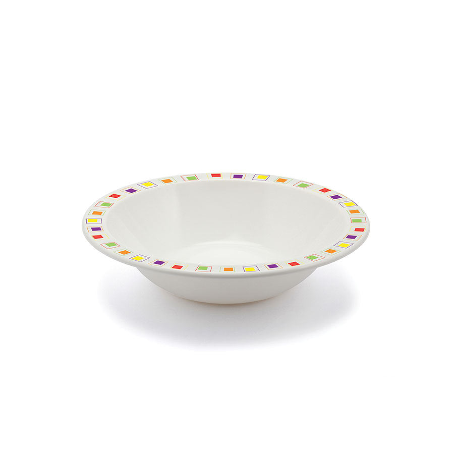 Harfield Duo Polycarbonate White Round Narrow Multi Abstract Rim Bowl 17.3cm Pack of 10