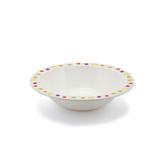 Harfield Duo Polycarbonate White Round Narrow Multi Abstract Rim Bowl 17.3cm Pack of 10