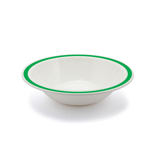 Harfield Duo Polycarbonate White Round Narrow Emerald Green Rim Bowl 17.3cm Pack of 10