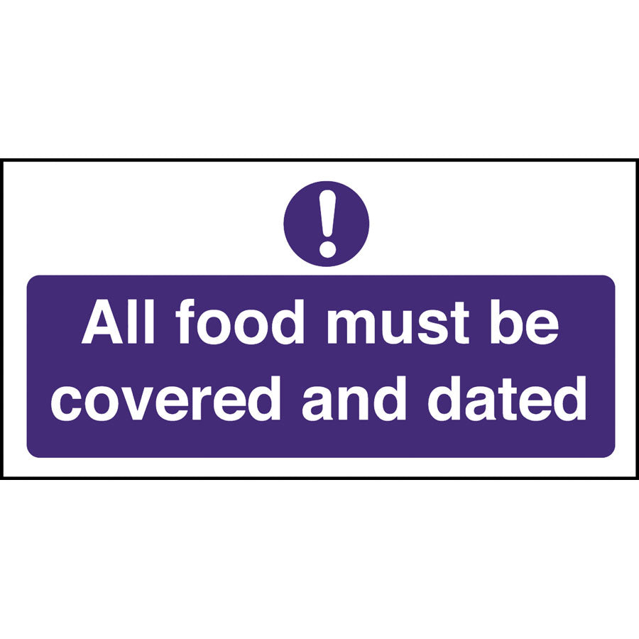 Mileta Kitchen Food Safety Sign Self Adhesive Vinyl 100 x 100mm - All Food Must Be Covered