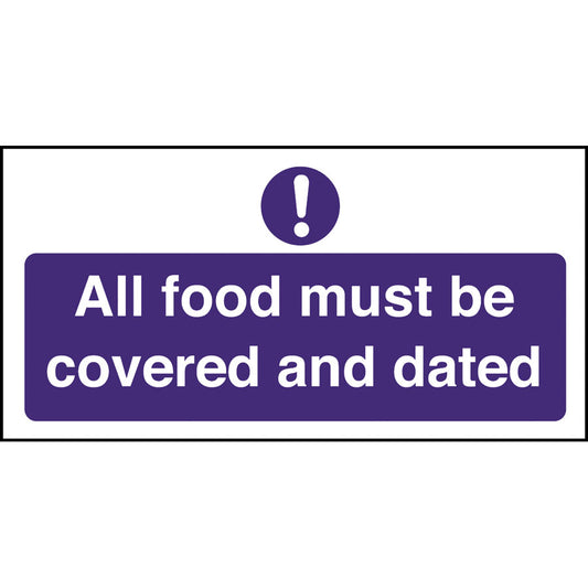 Mileta Kitchen Food Safety Sign Self Adhesive Vinyl 100 x 100mm - All Food Must Be Covered