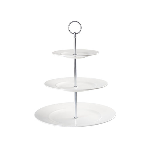 Churchill Alchemy Fine China White Round Three Tier Plate Tower 33x28cm Pack of 2