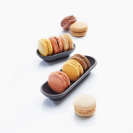 Revol Likid & Solid Ceramic Black Oblong Macarons Serving Tray 15x5x2cm 6cl Pack of 6