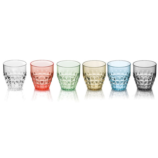 Guzzini Tiffany Set Of 6 Low Plastic Tumblers Assorted Colours 35cl