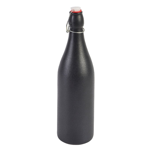 Genware Forge Stoneware Black Swing Top Bottle 1 Litre 35oz Pack of 6